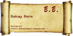 Bakay Bere névjegykártya